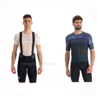 2023 Maillot Cyclisme Sportful Violet Noir Manches Courtes Et Cuissard