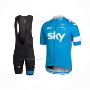 2016 Maillot Cyclisme Sky Azur Blanc Manches Courtes Et Cuissard