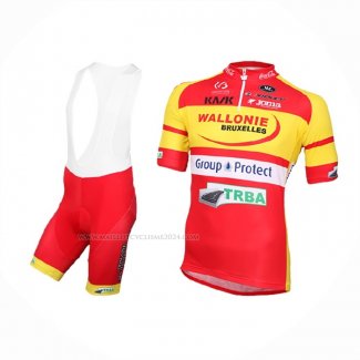 2016 Maillot Cyclisme Wallonie Bruxelles Jaune Rouge Manches Courtes Et Cuissard