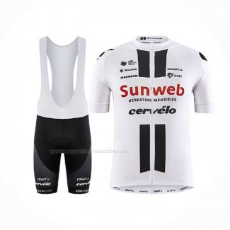 2020 Maillot Cyclisme Sunweb Blanc Manches Courtes Et Cuissard