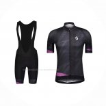 2021 Maillot Cyclisme Femme Scott Noir Violet Manches Courtes Et Cuissard