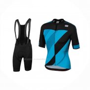 2021 Maillot Cyclisme Sportful Bleu Noir Manches Courtes Et Cuissard