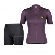 2022 Maillot Cyclisme Femme Scott Violet Manches Courtes Et Cuissard