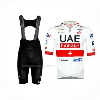 2024 Maillot Cyclisme UAE Rouge Blanc Manches Courtes Et Cuissard