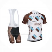 2014 Maillot Cyclisme Ag2rla Marron Manches Courtes Et Cuissard