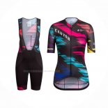 2016 Maillot Cyclisme Femme Canyon Noir Rouge Manches Courtes Et Cuissard