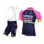 2016 Maillot Cyclisme Lampre Bleu Rose Manches Courtes Et Cuissard