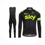 2016 Maillot Cyclisme Sky Vert Noir Manches Longues Et Cuissard