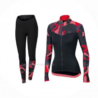 2018 Maillot Cyclisme Femme Orbea Rouge Noir Manches Longues Et Cuissard