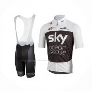 2018 Maillot Cyclisme Sky Blanc Noir Manches Courtes Et Cuissard(1)