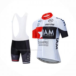 2020 Maillot Cyclisme IAM Blanc Rouge Noir Manches Courtes Et Cuissard