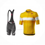 2021 Maillot Cyclisme Castelli Jaune Manches Courtes Et Cuissard