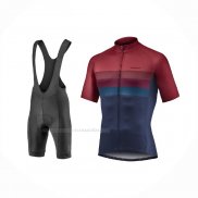 2021 Maillot Cyclisme Giant Fonce Rouge Bleu Manches Courtes Et Cuissard