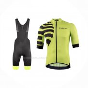 2021 Maillot Cyclisme Nalini Jaune Noir Manches Courtes Et Cuissard