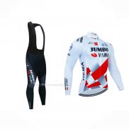 2023 Maillot Cyclisme Jumbo Visma Rouge Blanc Manches Longues Et Cuissard