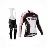 2014 Maillot Cyclisme Giant Blanc Noir Manches Longues Et Cuissard