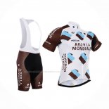 2015 Maillot Cyclisme Ag2rla Marron Manches Courtes Et Cuissard