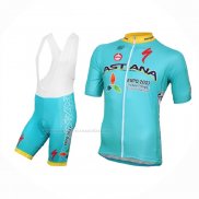 2016 Maillot Cyclisme Astana Bleu Clair Manches Courtes Et Cuissard