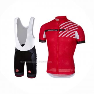 2017 Maillot Cyclisme Castelli Free Ar Rouge Manches Courtes Et Cuissard