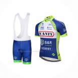 2018 Maillot Cyclisme Wanty Bleu Blanc Manches Courtes Et Cuissard