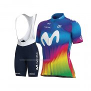 2020 Maillot Cyclisme Femme Movistar Multicolore Manches Courtes Et Cuissard