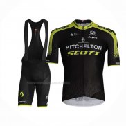 2020 Maillot Cyclisme Mitchelton Scott Noir Jaune Manches Courtes Et Cuissard