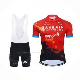 2021 Maillot Cyclisme Bahrain Victorious Rouge Manches Courtes Et Cuissard