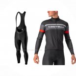 2022 Maillot Cyclisme Castelli Rouge Noir Manches Longues Et Cuissard