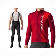 2023 Maillot Cyclisme Castelli Rouge Manches Longues Et Cuissard